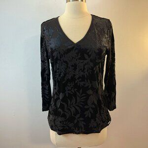 Calvin Klein Suit Women's Velour 3/4 Sleeve Top - Size Small - NWT $89